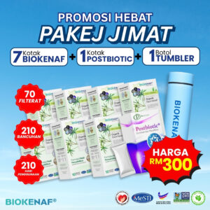 PAKEJ JIMAT (7 KOTAK BIOKENAF + 1 POSTBIOTIC + 1 TUMBLER)